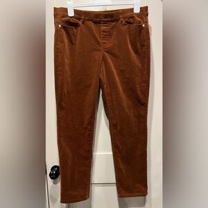 J Jill Large Corduroy Pants Elastic Waistband Brown Relaxed Size Large Petite